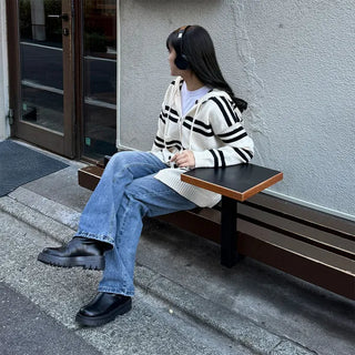 Striped Hooded Cardigan