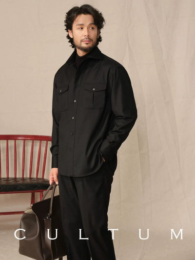 [CULTUM] Herringbone Windsor Collar Shirt Jacket