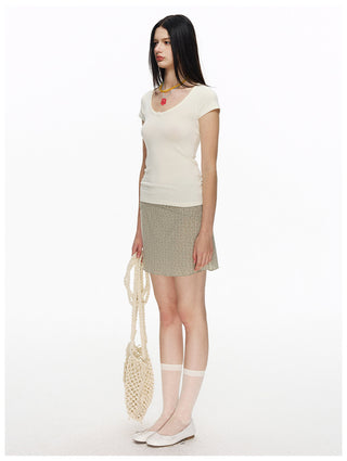 [NECY] Green Garden Lace Camisole & Shirring Mini Skirt