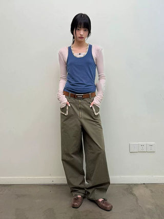 [NEVERSEEZ] Beaded Pocket Washed Work Pants