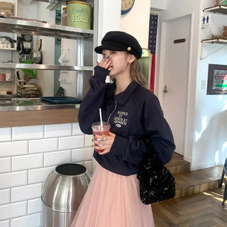 Collared embroidered sweatshirt