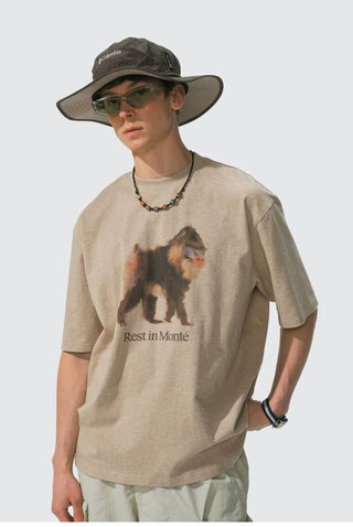 [Monterest] Ink Print Relaxed Fit Crewneck T-Shirt