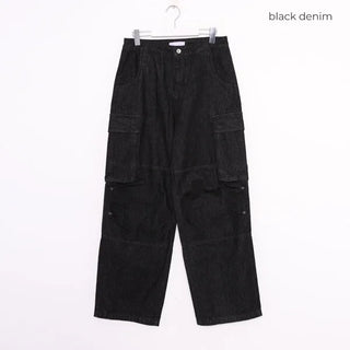 Cargo denim wide-leg pants