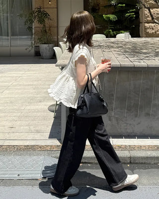 Two-way check sleeveless blouse