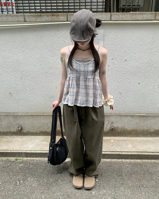 Pastel check camisole blouse