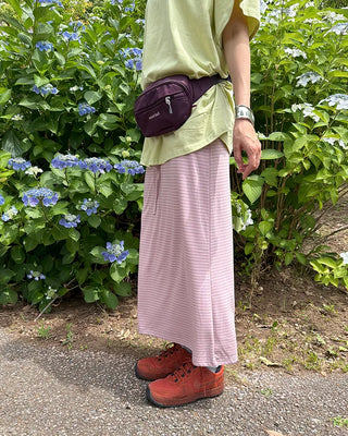 Bordered waist drawstring maxi skirt