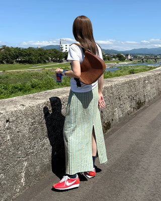 Washed stripe maxi skirt