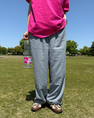2-way hem check easy pants