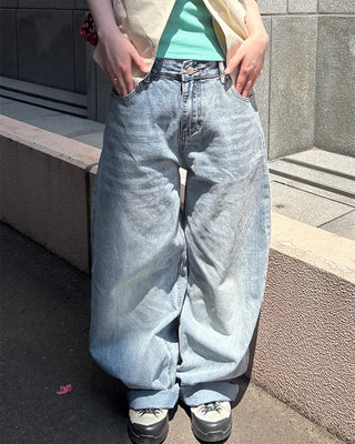 Basic wide-leg denim pants