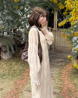 Chiffon pleated long dress