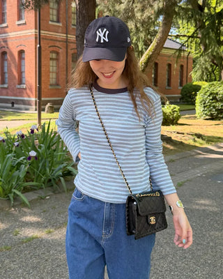 Pointelle Border Round Neck T-Shirt