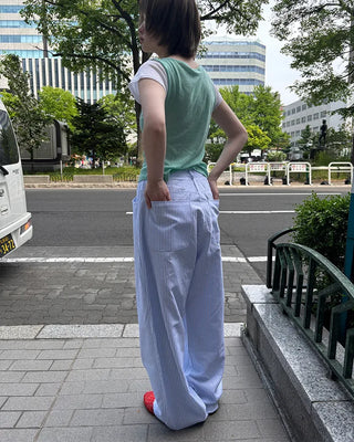 Striped Summer Cotton Wide Pants