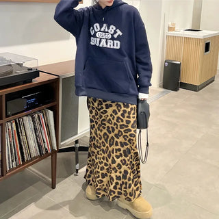 Leopard print long skirt