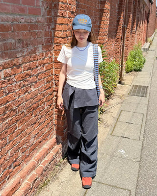 Unique pintuck semi-cropped French T-shirt