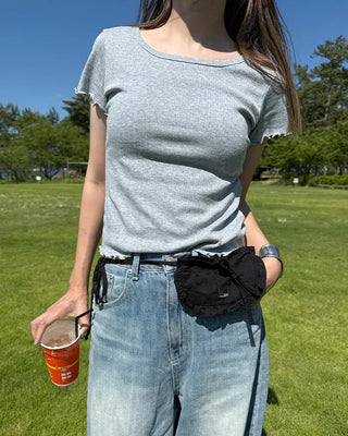 Short-sleeved T-shirt with perforations
