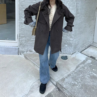 Belted trench short coat