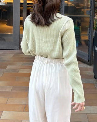 Ribbed round neck cardigan