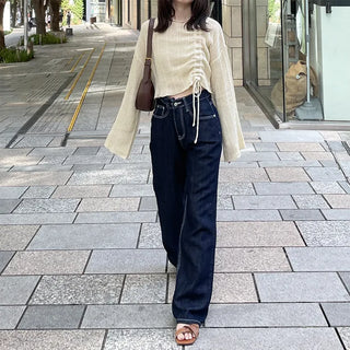 String Shirring Cropped Knit