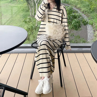 Striped knit long dress