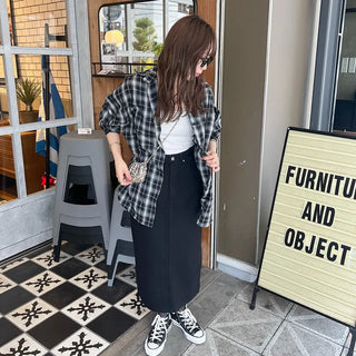 Checked loose-fit shirt