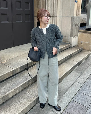 Boucle V-neck cardigan