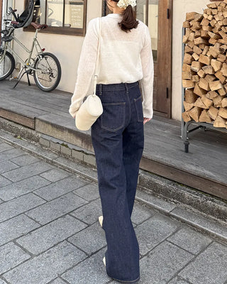 See-through half-open collar knit