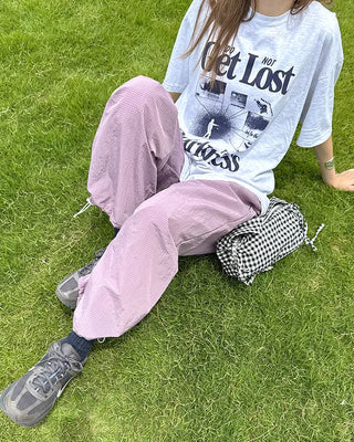 (Unisex) Nylon Check String Pants