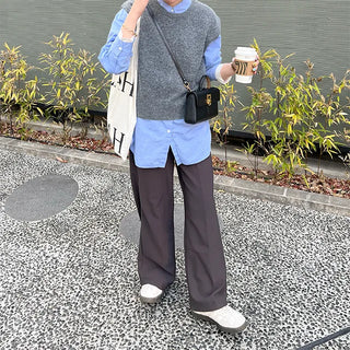 Basic Round Neck Knit Vest