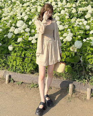 Linen shirt and shorts set
