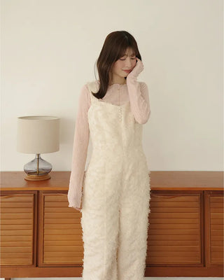 (ORIGINAL) Heart Neck Feather Jumpsuit