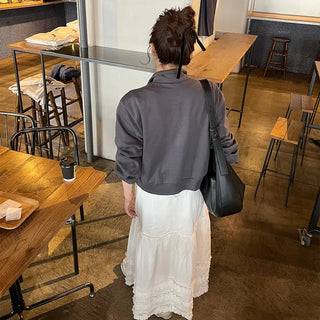 Long skirt with ruffled hem