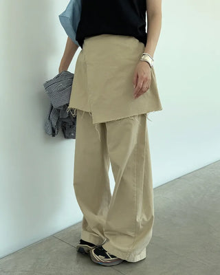 Layered wrap skirt pants
