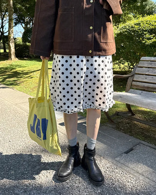Polka Dot Frill Midi Skirt