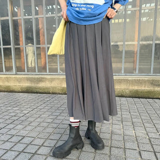 Pintuck pleated long skirt