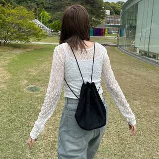 Sheer lace long t-shirt