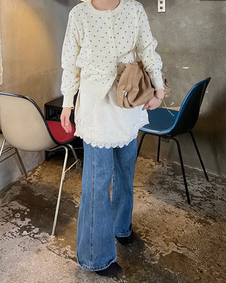 Floral print round neck cardigan