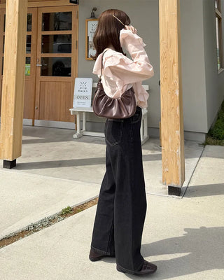 Ruffled V-neck blouse