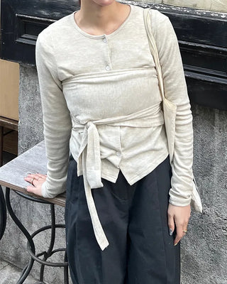 Cardigan set with wrap bustier