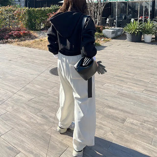 Basic Cropped Hooded Zip-Up