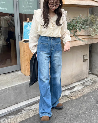 Frilled ribbon blouse