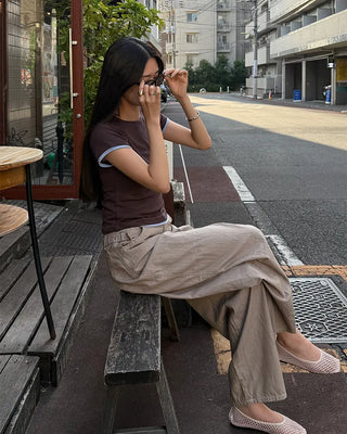 Belted summer wide-leg pants