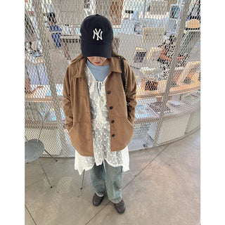 Suede mid-length coat