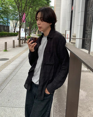 Vintage check pattern summer shirt