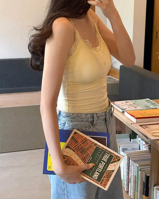 Lace button sleeveless top