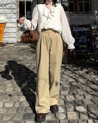 Classic pleated wide slacks