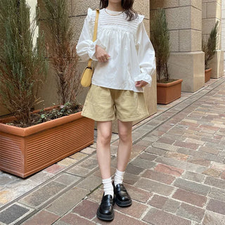Pintuck frill blouse