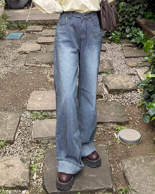 Striped detail denim pants