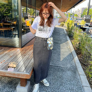 Denim long skirt