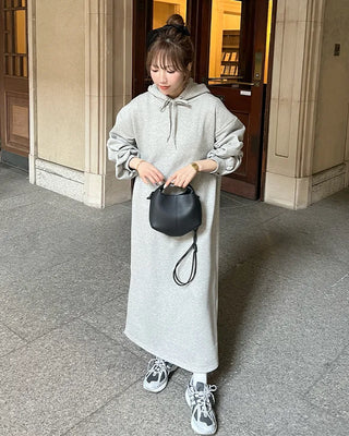 Brushed Hooded Long Dress