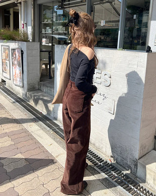 Pocket corduroy wide-leg pants